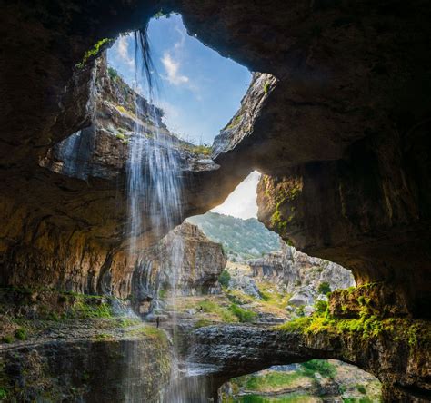 cliff with waterfalls #cave #waterfall #gorge #Lebanon #erosion #nature ...