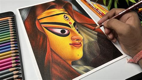 Maa Durga Drawing With Colour pencils, @SanjuArts7 - YouTube