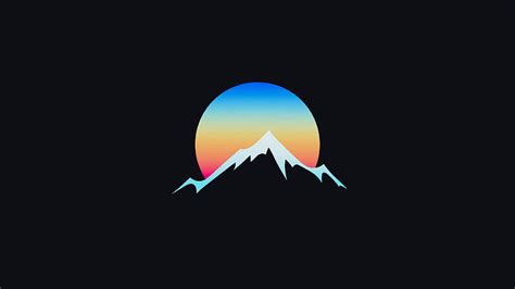 Mountain, moon, art, vector, minimalism, gradient, HD wallpaper | Peakpx