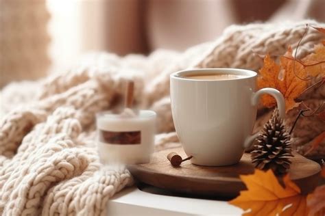 Autumn cozy background with coffee. Illustration 24661581 Stock Photo ...