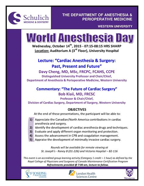 World Anesthesia Day - Anesthesia & Perioperative Medicine - Western ...