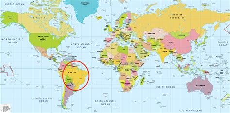 Brazil world map - Brazil in world map (South America - Americas)