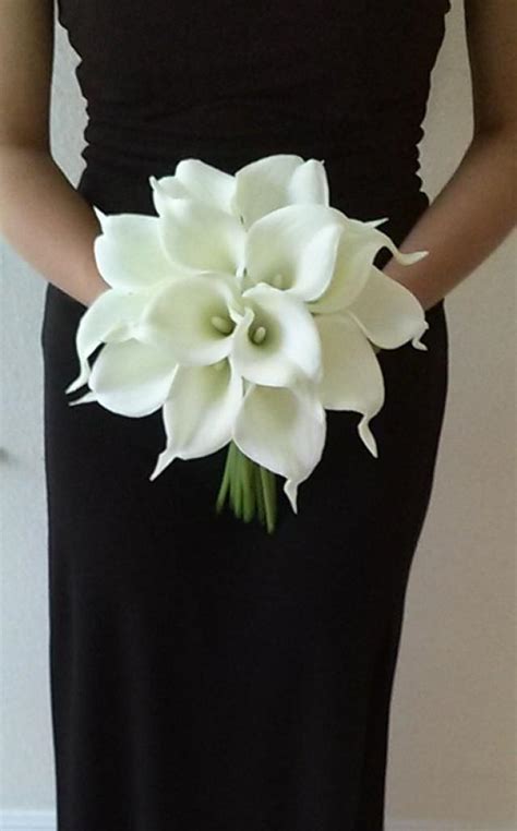 White Calla Lily Bridal Bouquet With Calla Lily Boutonniere-Real Touch ...