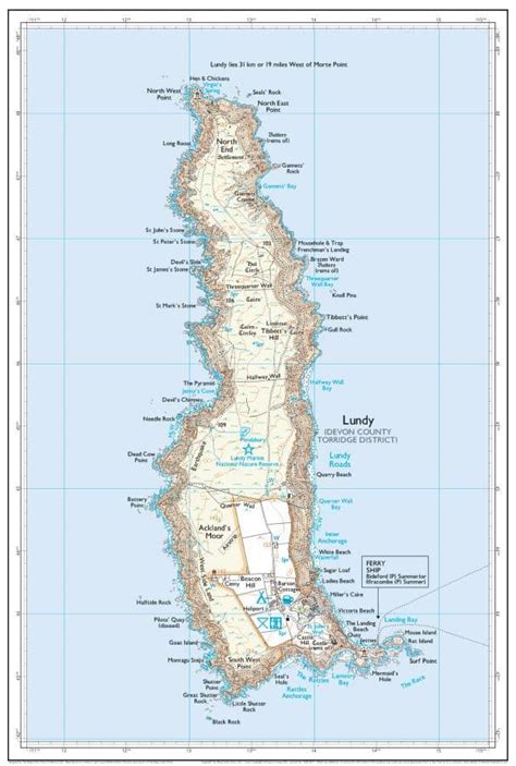 Lundy Island - Wall Map - 1 10 000 - The Map Centre Press