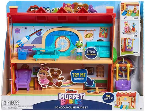 Disney Junior Muppet Babies Schoolhouse Playset with Kermit + Piggy ...