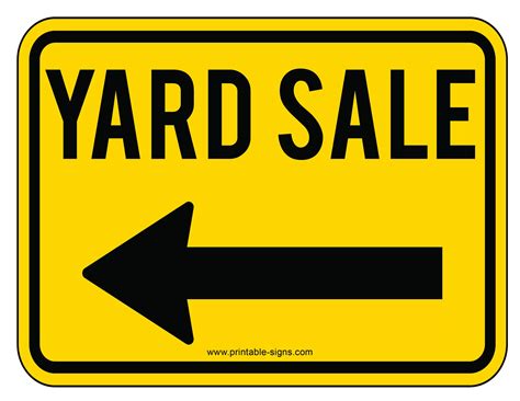 Free Printable Yard Sale Sign Template Yellow with Left Arrow ...