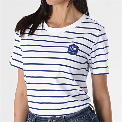 FFF - Tee Shirt Femme Marinière F20098 Blanc - LaBoutiqueOfficielle.com