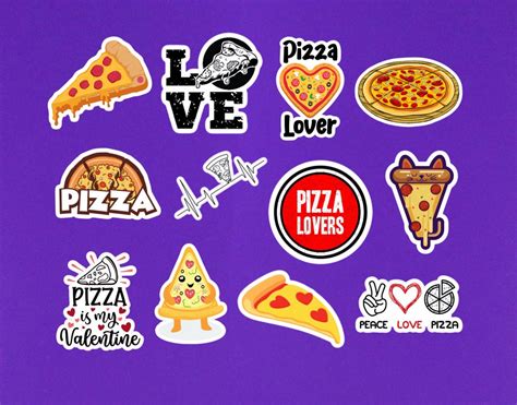 Pizza Lovers Sticker Set of 12 Pizza Stickers 2 on Their Longest Side ...