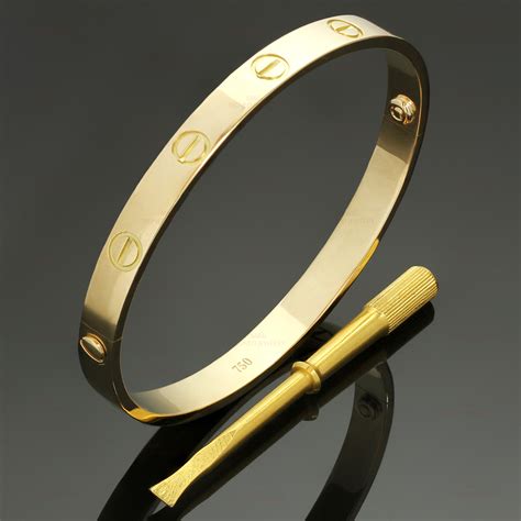 CARTIER Love 18k Yellow Gold Bracelet Size 18-MTSJ12533