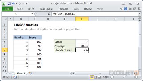 Excel STDEV.P function | Exceljet