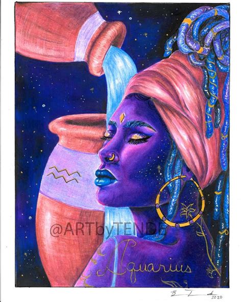 Zodiac Sign: Aquarius ♒️ . . . . #blackartwork #aquarius #aquariusart # ...