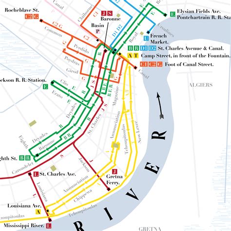 New Orleans streetcar system map print, 1875 – 53 Studio