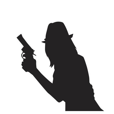 female police hold gun in her hand illustration. female detective ...