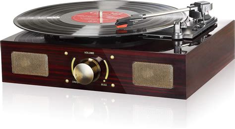 Vintage Vinyl Record Player With Speaker Classic Aux In RCA Output ...