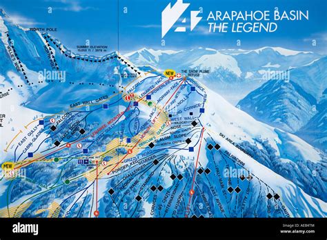 Map of Ski runs Arapahoe Basin Ski Resort Rocky Mountains Colorado USA ...