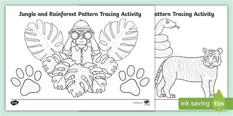 Jungle and Rainforest Pattern Tracing Activity