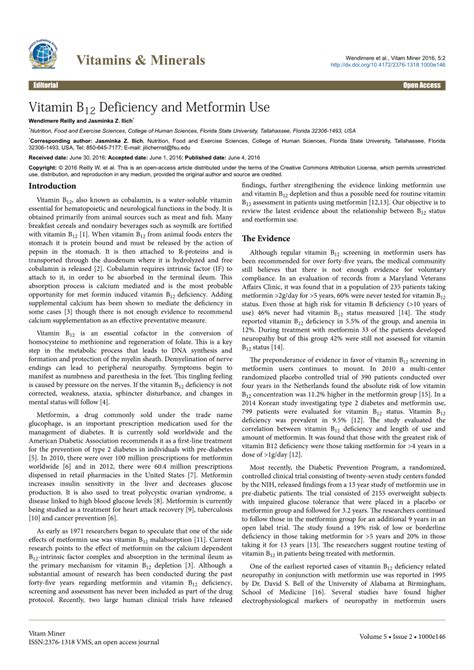 (PDF) Vitamin B12 Deficiency and Metformin Use