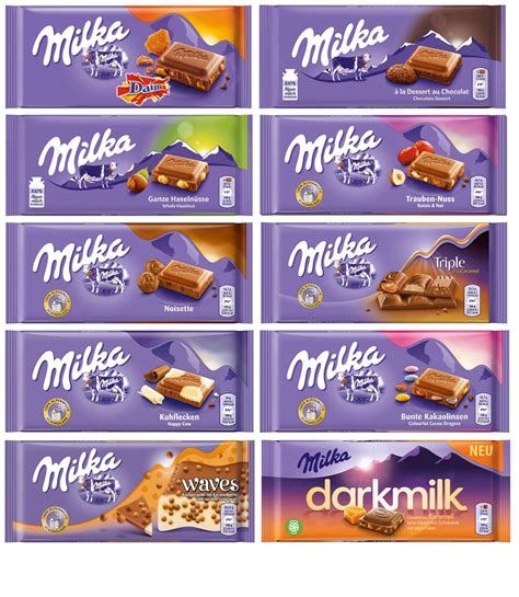 Milka Chocolate Assortment Variety Pack of 10 Full Size Bars - Randomly ...