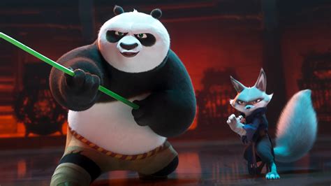 Kung Fu Panda 4 HD Wallpaper - Po and Zhen in Action