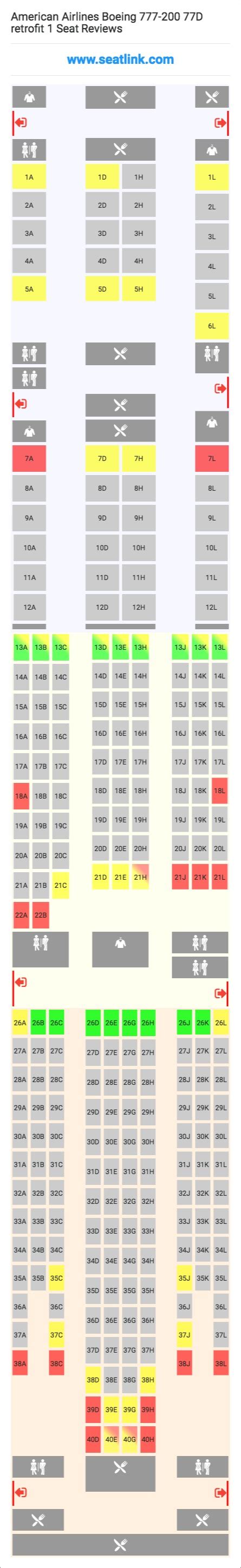 American Airlines Boeing 777-200 77D Zodiac Seating Chart - Updated ...