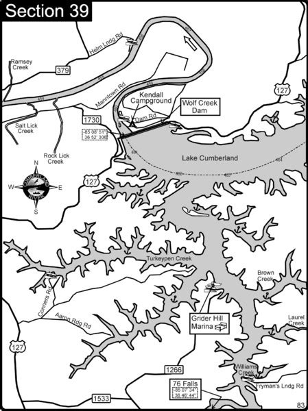 Lake Cumberland-Cumberland River Map - Lake Cumberland • mappery