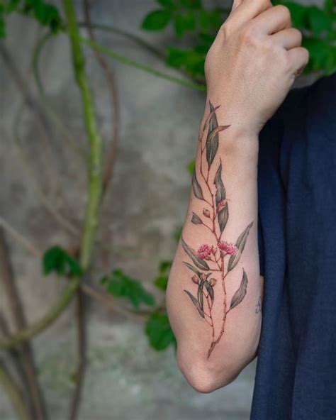 Botanical Tattoos on Instagram: "Eucalyptus branch with flowers⛰ ...