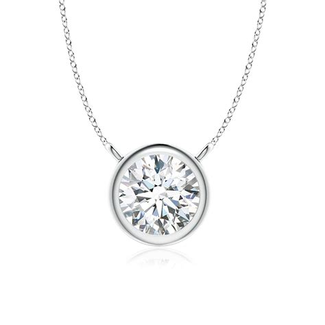 Angara - Bezel-Set Round Diamond Solitaire Necklace in Platinum (0.25 ...