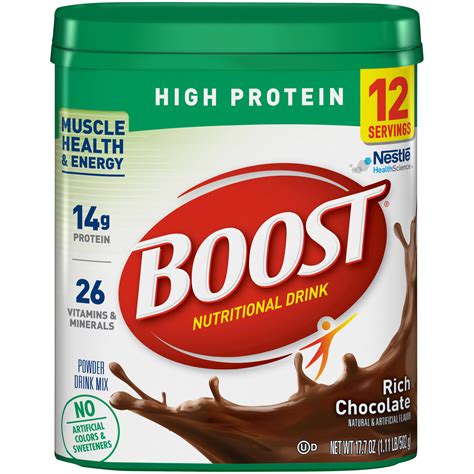 BOOST HIGH PROTEIN Rich Chocolate 17.7 oz. Canister - Walmart.com ...