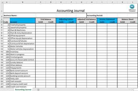 Accounting Journal Excel template | Templates at allbusinesstemplates.com