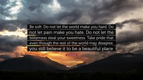 pleasefindthis Quote: “Be soft. Do not let the world make you hard. Do ...