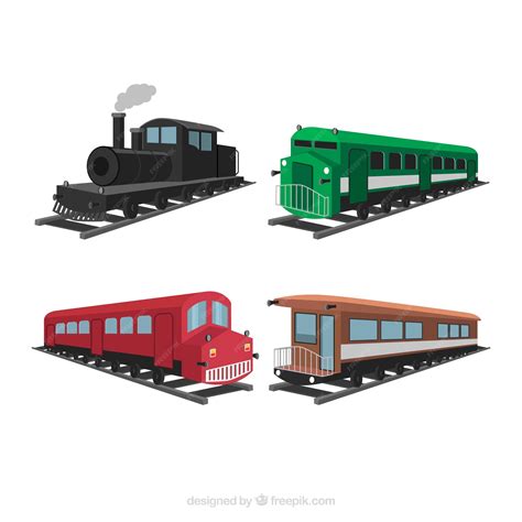 Set de trenes antiguos | Vector Premium