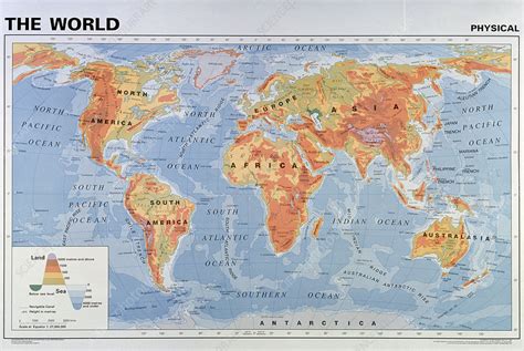 Map of the world showing the physical geography - Stock Image - E055 ...