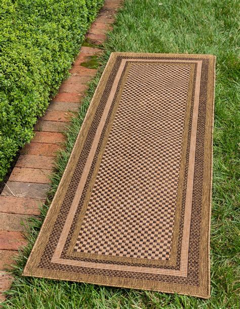 Light Brown 65cm x 183cm Outdoor Border Runner Rug | iRugs CH