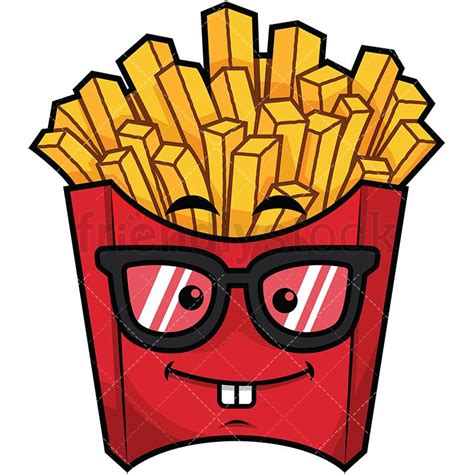 a red box with fries in it and glasses on its face, cartoon character ...