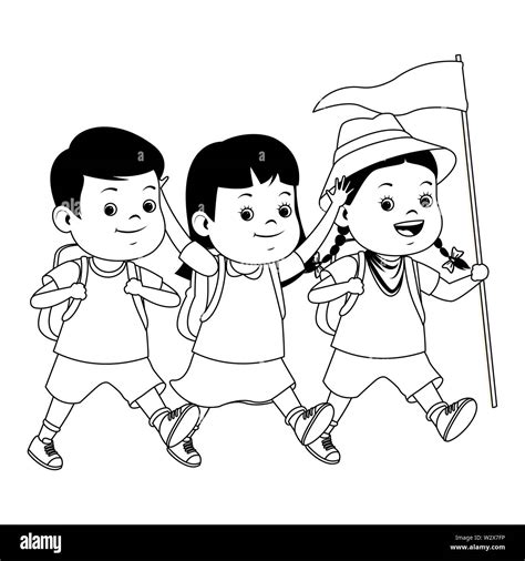 Summer Kids Clipart Black And White