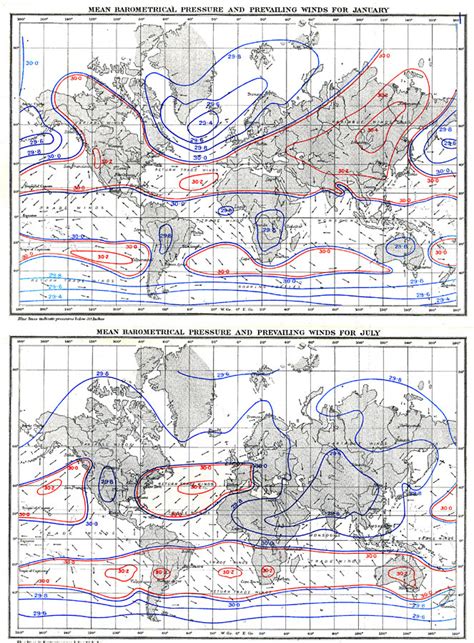 The World: Distribution of Atmospheric Pressure (January and July)