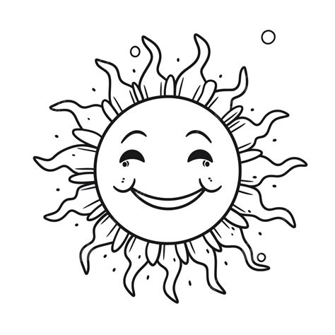 Happy Sun With Smile Coloring Page Outline Sketch Drawing Vector, Sun ...