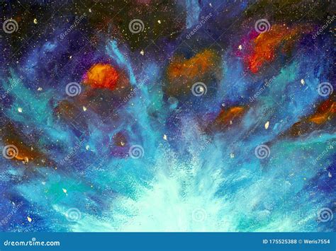 Abstract Cosmic Space with Bright Stars Oil Paintings. Fantasy Art ...