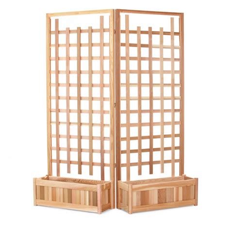 Twin 30-in Planter Boxes & Trellis Privacy Screen - All Things Cedar ...