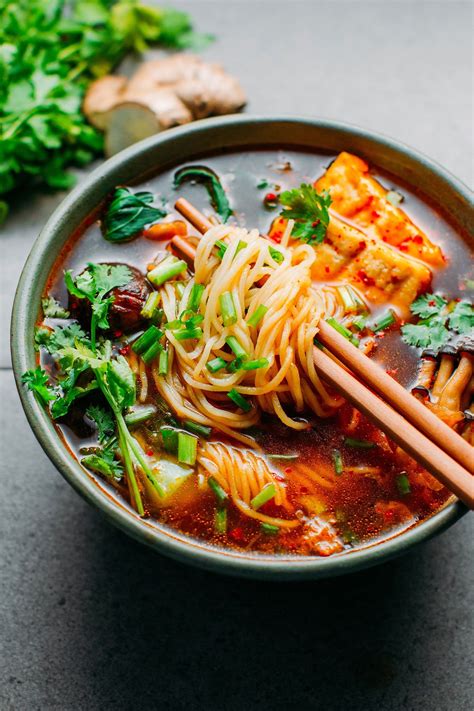 Vegan Kimchi Noodle Soup - Full of Plants