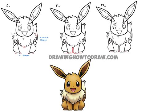 How to Draw Eevee from Pokemon with Easy Step by Step Drawing Tutorial ...