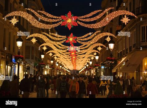 Calle Larios with Christmas decorations Malaga Spain Stock Photo ...