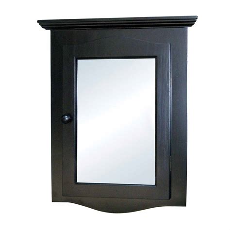 Black Solid Wood Bathroom Corner Medicine Cabinet Recessed Mirror