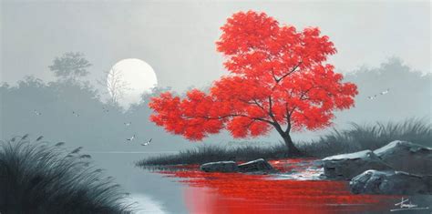 Best Red Tree Painting - Landscape Art For Sale Online