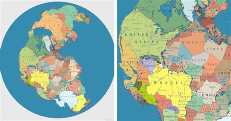 Modern Pangea Map Showing Today's Countries on the Supercontinent