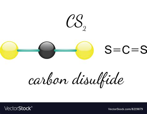 Cs2 carbon disulfide molecule Royalty Free Vector Image