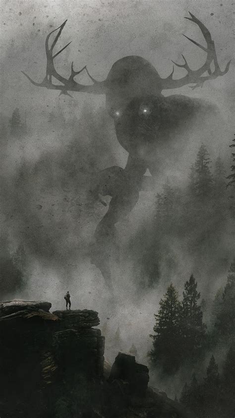 foggy forest monster, dark, drawing, fog, gloomy, horror, nature, smoke ...