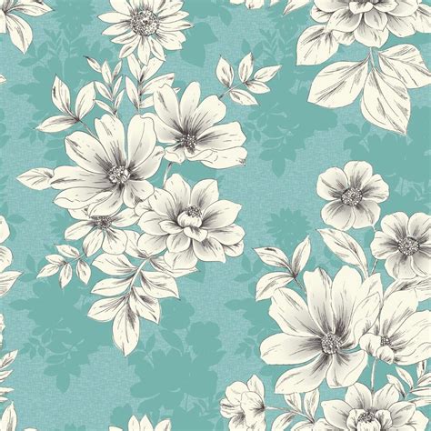 Pin by Ksenia Pgr on Принт | Floral wallpaper, Teal flower wallpaper ...