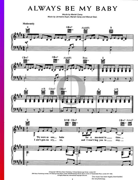 Always Be My Baby (Mariah Carey) Piano Sheet Music - OKTAV