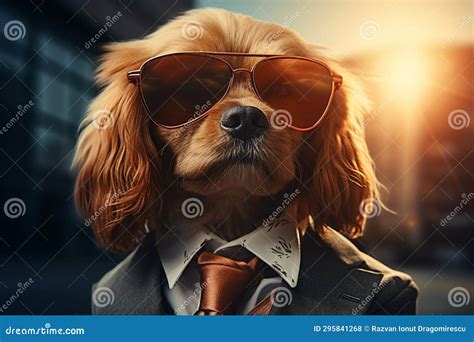 Dog Dressed in a Business Suit, Complete with Stylish Sunglasses. this ...